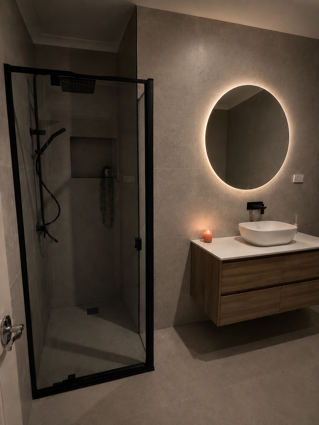 Clean, modern, waterproofed bathroom after renovation