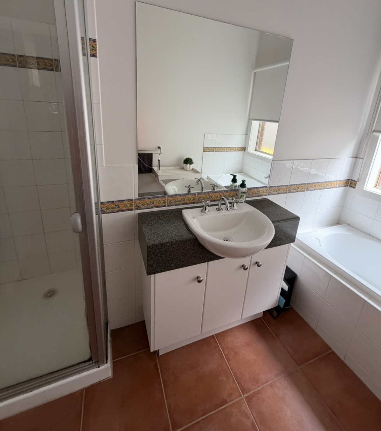 Old, leaking, outdated bathroom before renovation